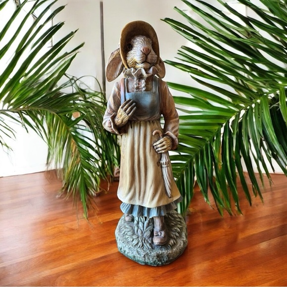 Henri Chrisdon Resin Mrs. Rabbit Garden Statue Planter - Picture 2 of 13